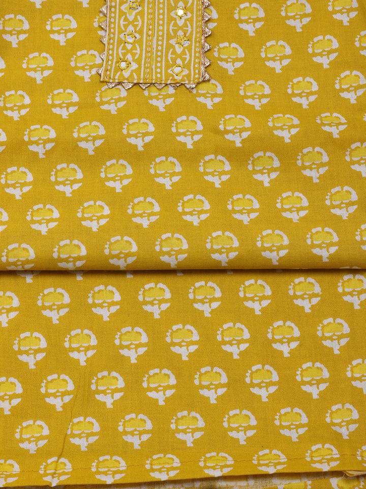 Printed Cotton Blend Unstitched Suit With Dupatta