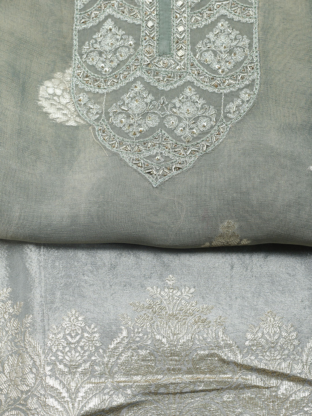 Embroidered Tissue Unstitched Suit With Dupatta