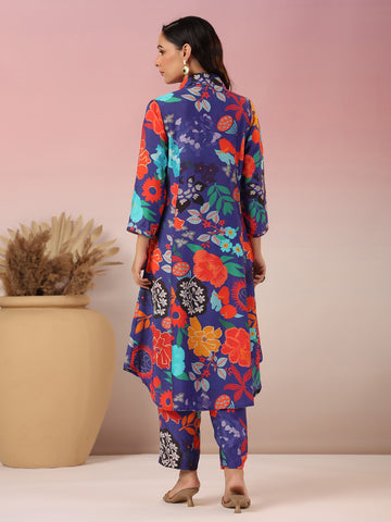 Floral Printed Muslin Kurta With Pants