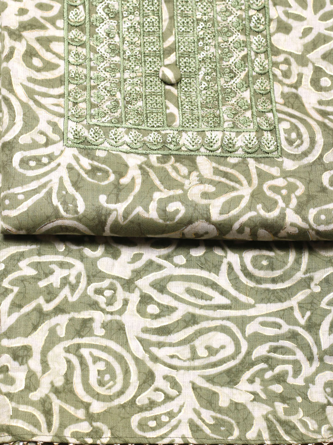 Embroidered Cotton Unstitched Suit With Pant &amp; Dupatta