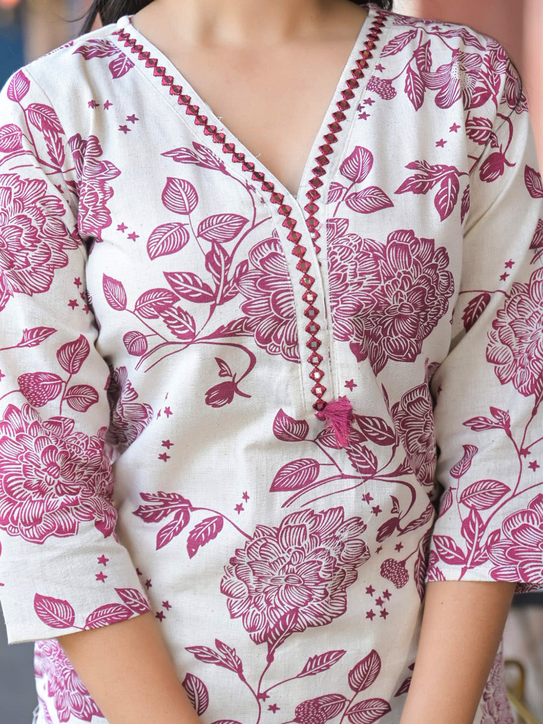 Printed Cotton Blend Kurta With Pants