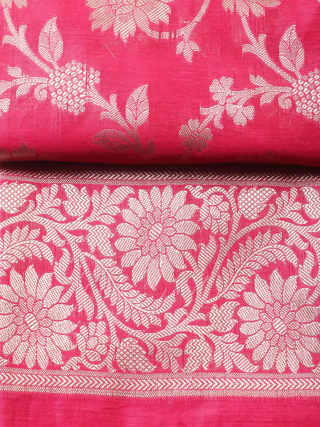 Woven Design Chanderi Unstitched Suit With Pant Dupatta