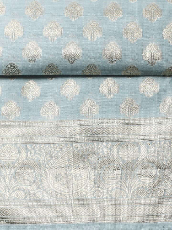 Woven Design Chanderi Unstitched Suit With Pant &amp; Dupatta