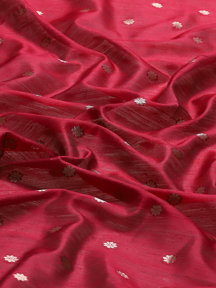 Zari Border Booti Cotton Blend Woven Saree