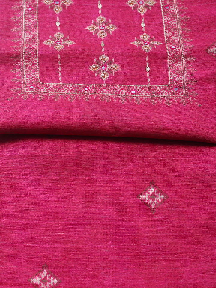 Woven Design Chanderi Unstitched Suit With Pant &amp; Dupatta