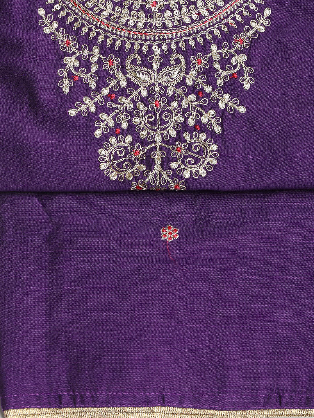 Embroidered Chanderi Unstitched Suit With Dupatta