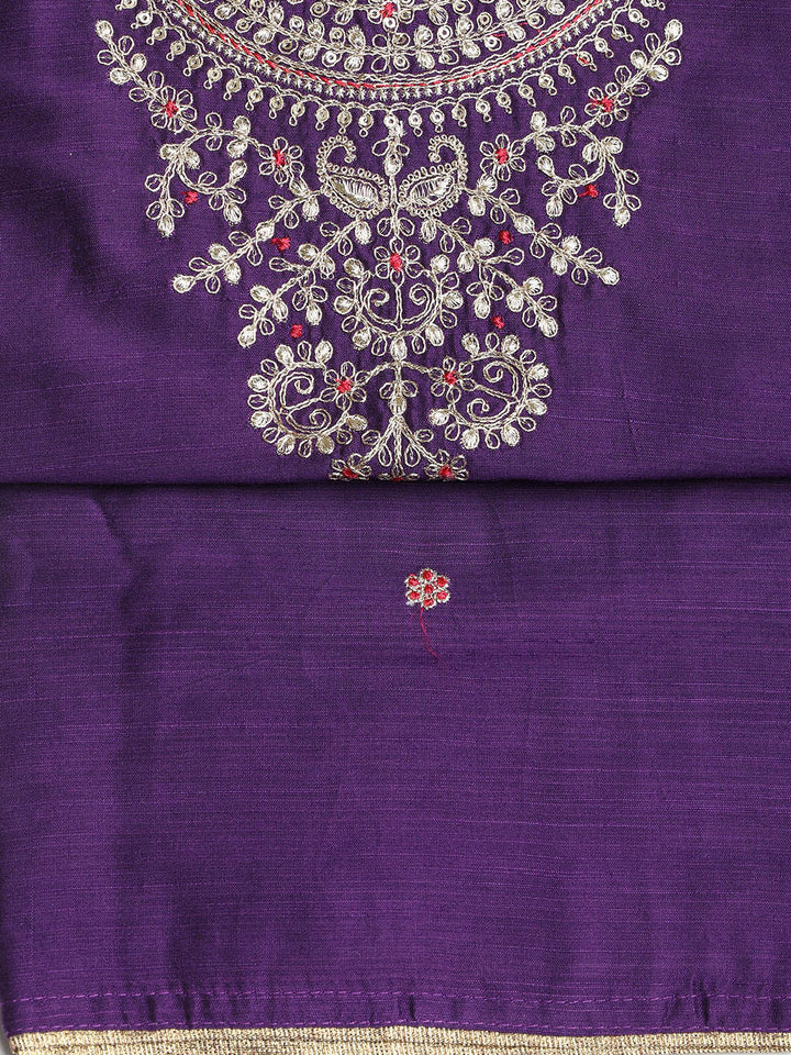 Embroidered Chanderi Unstitched Suit With Dupatta