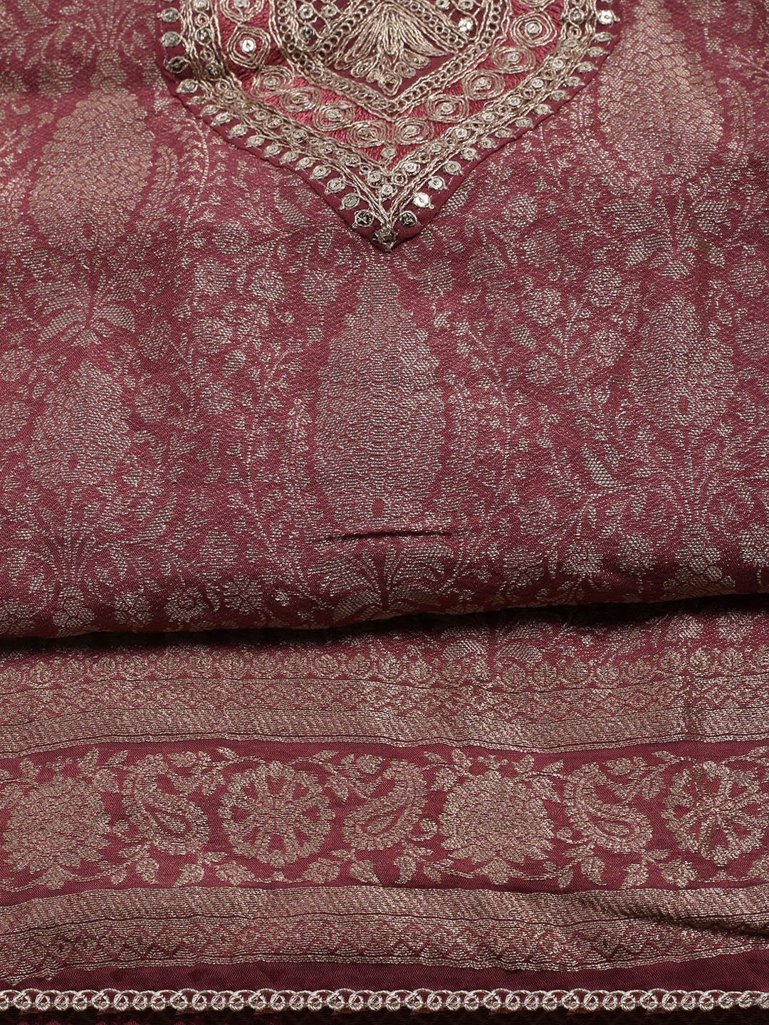 Woven Design Chanderi Unstitched Suit With Dupatta