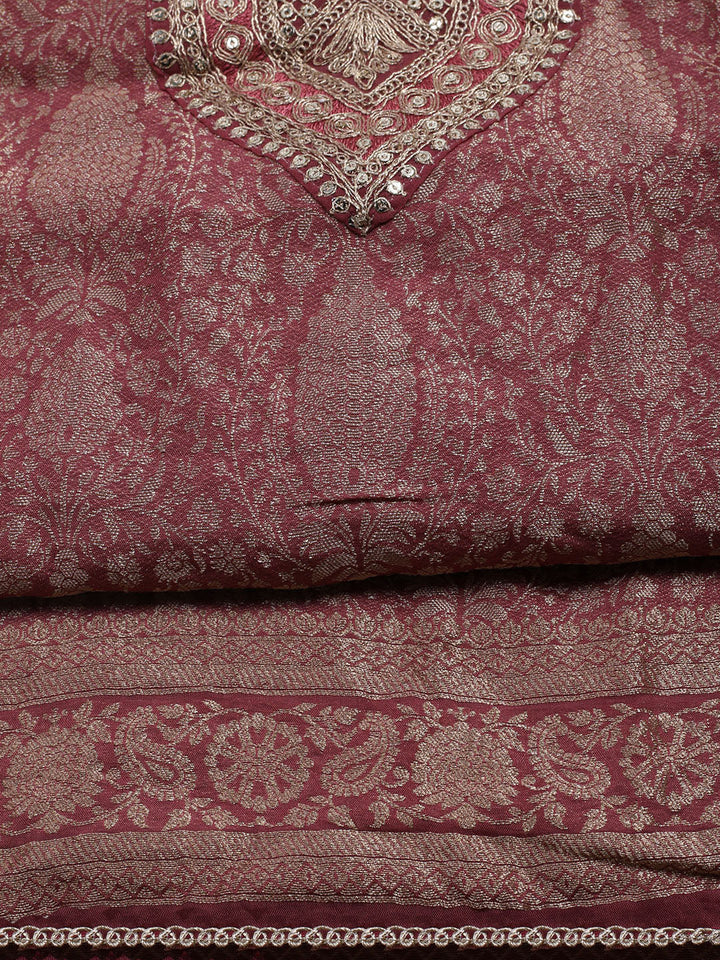 Woven Design Chanderi Unstitched Suit With Dupatta