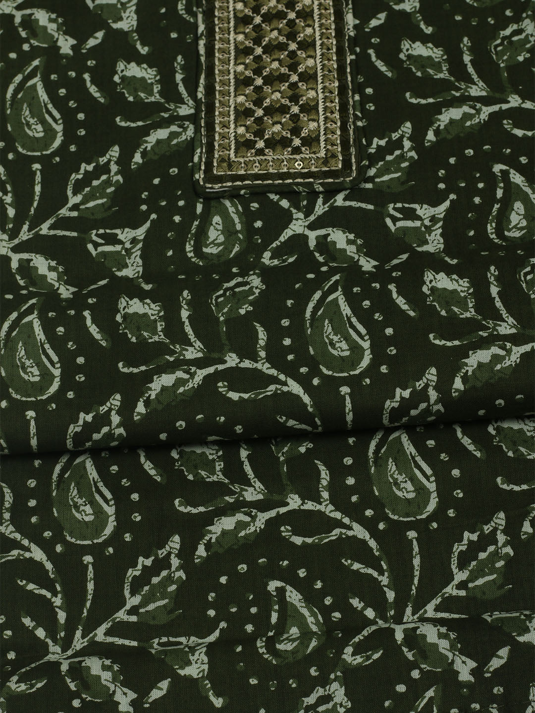 Printed Cotton Unstitched Suit With Pant &amp; Dupatta