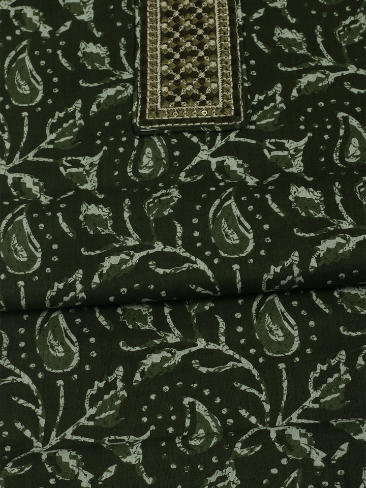 Printed Cotton Unstitched Suit With Pant &amp; Dupatta