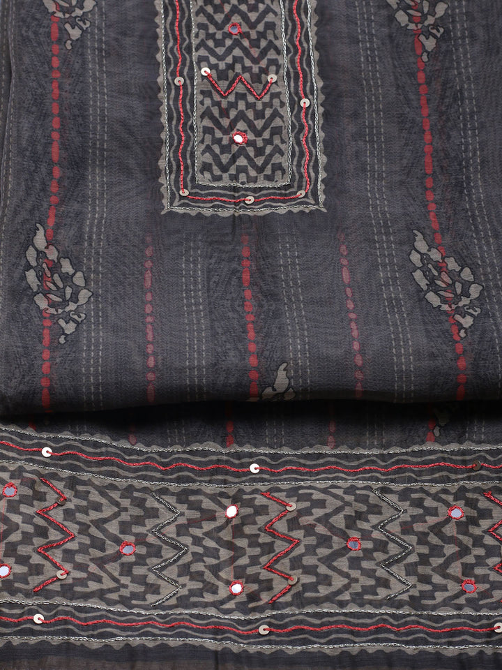 Printed Chanderi Unstitched Suit With Dupatta