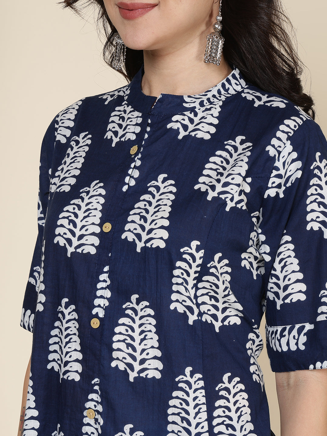 Printed Cotton Blend Kurta With Pants