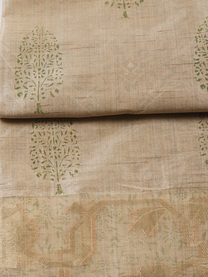 Printed Cotton Blend Unstitched Suit With Pant &amp; Dupatta