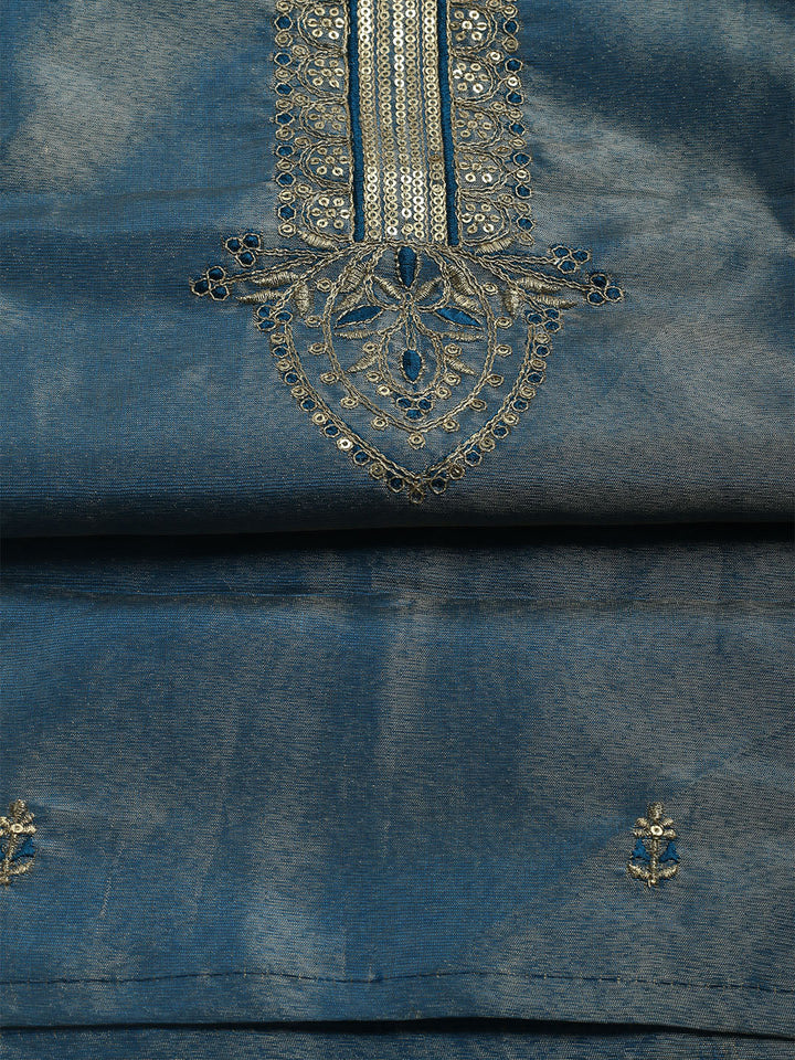 Embroidered Tissue Unstitched Kurta With Pant &amp; Dupatta