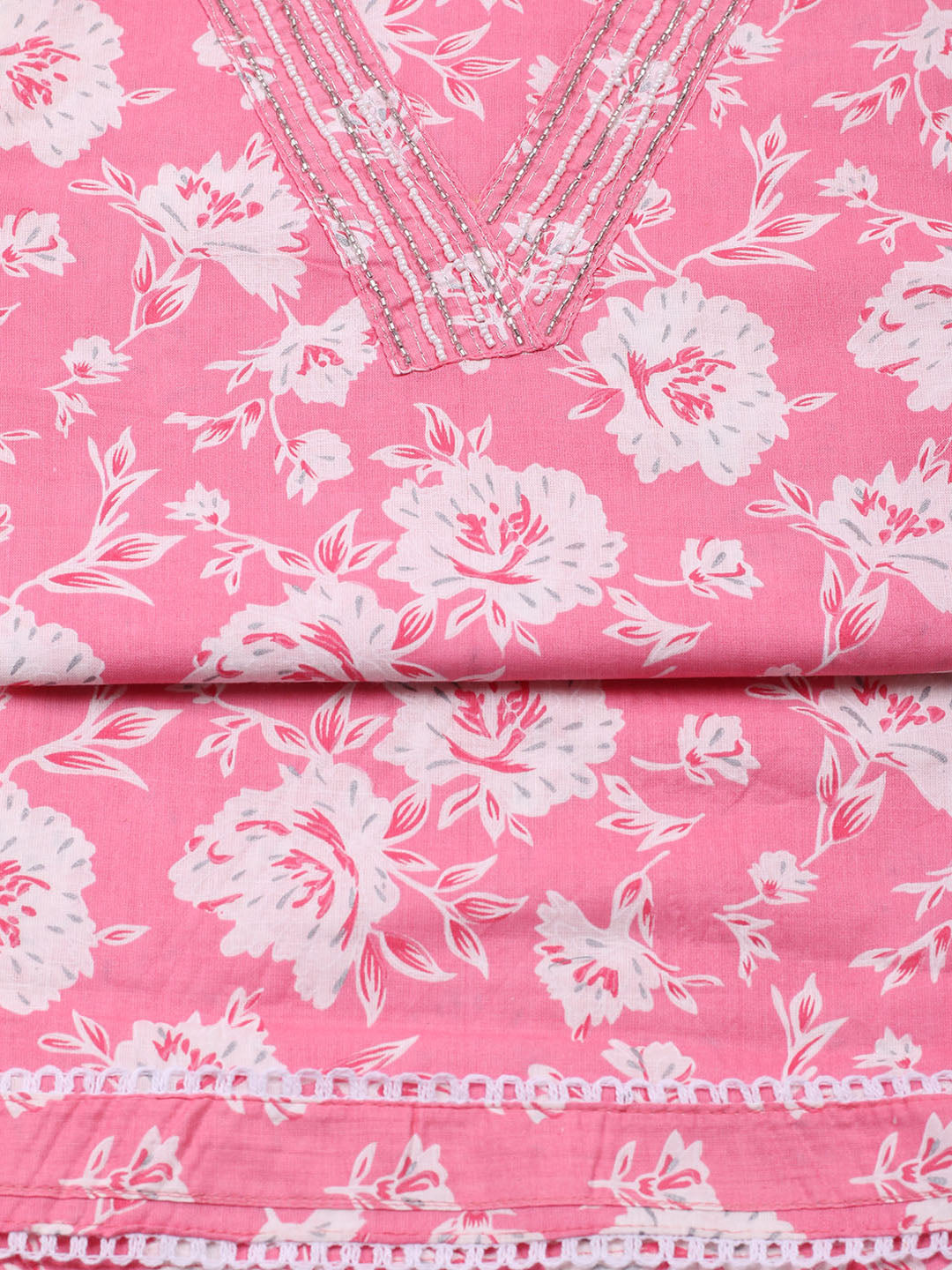 Embroidered Cotton Blend Unstitched Suit With Pant &amp; Dupatta