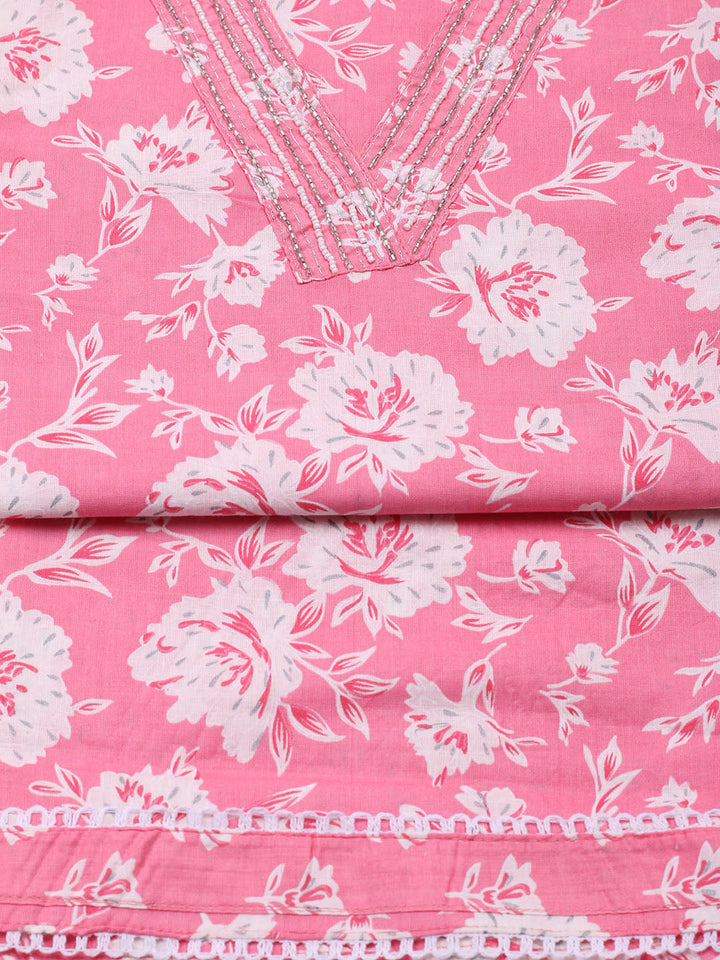Embroidered Cotton Blend Unstitched Suit With Pant &amp; Dupatta