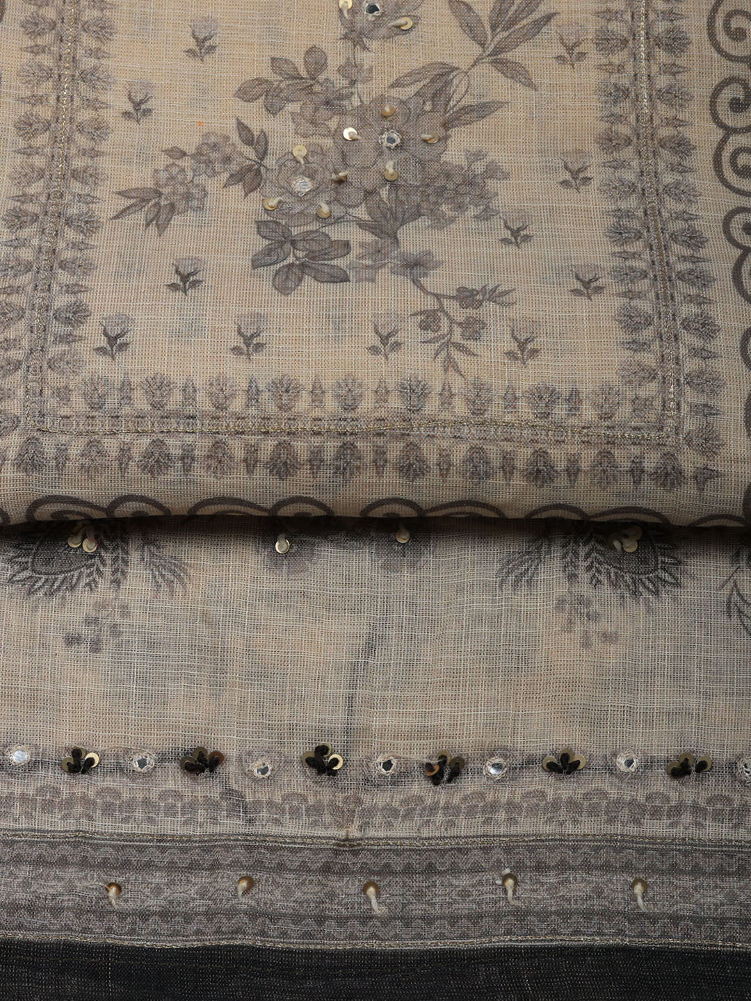 Embroidered Linen Blend Unstitched Suit With Pant &amp; Dupatta