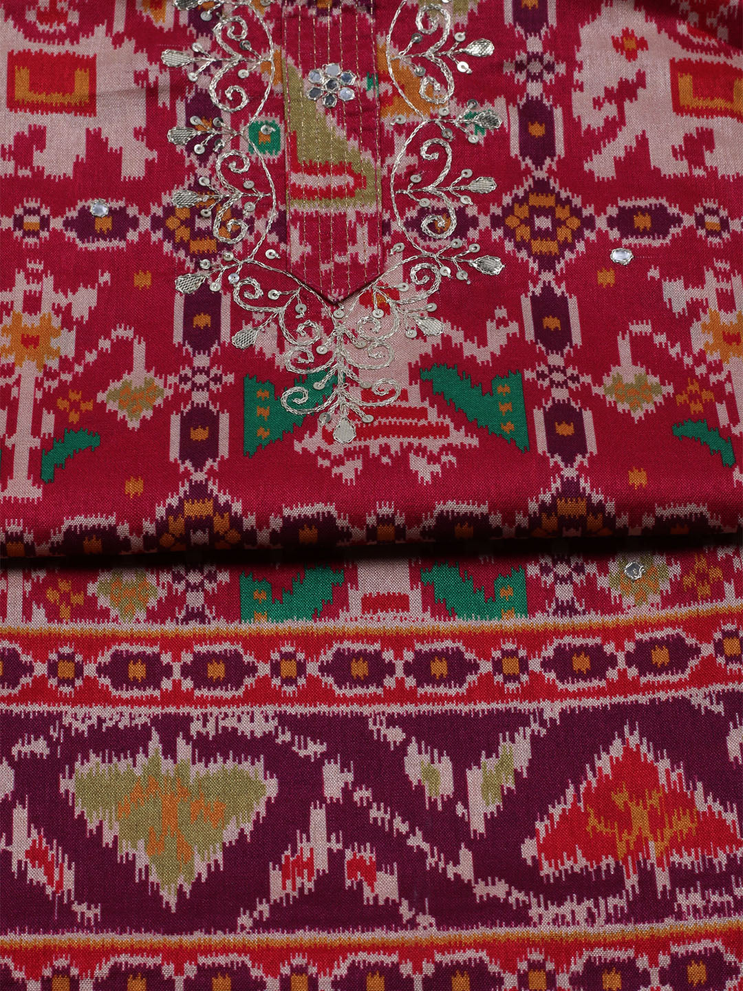 Printed Chanderi Unstitched Suit With Dupatta