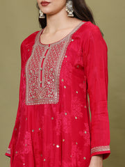 Neck Embroidery Handloom Kurta With Pants & Dupatta