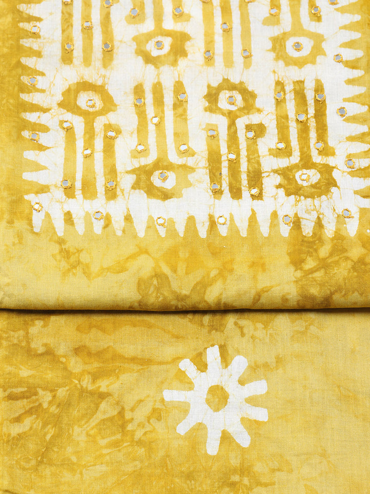 Printed Cotton Blend Unstitched Suit With Pant &amp; Dupatta