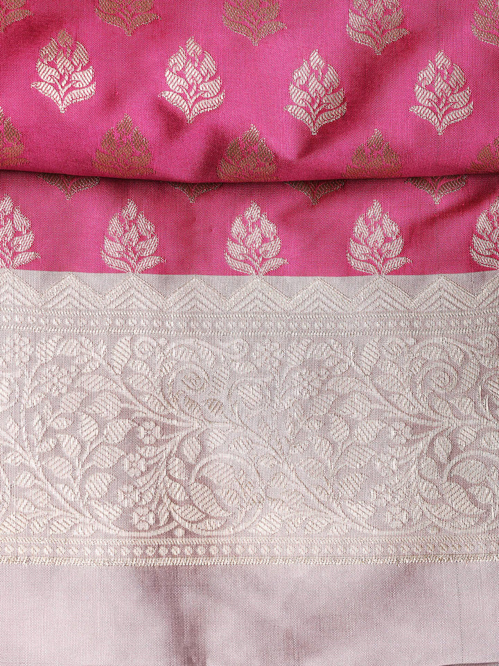 Woven Banarasi Chanderi Unstitched Suit With Dupatta
