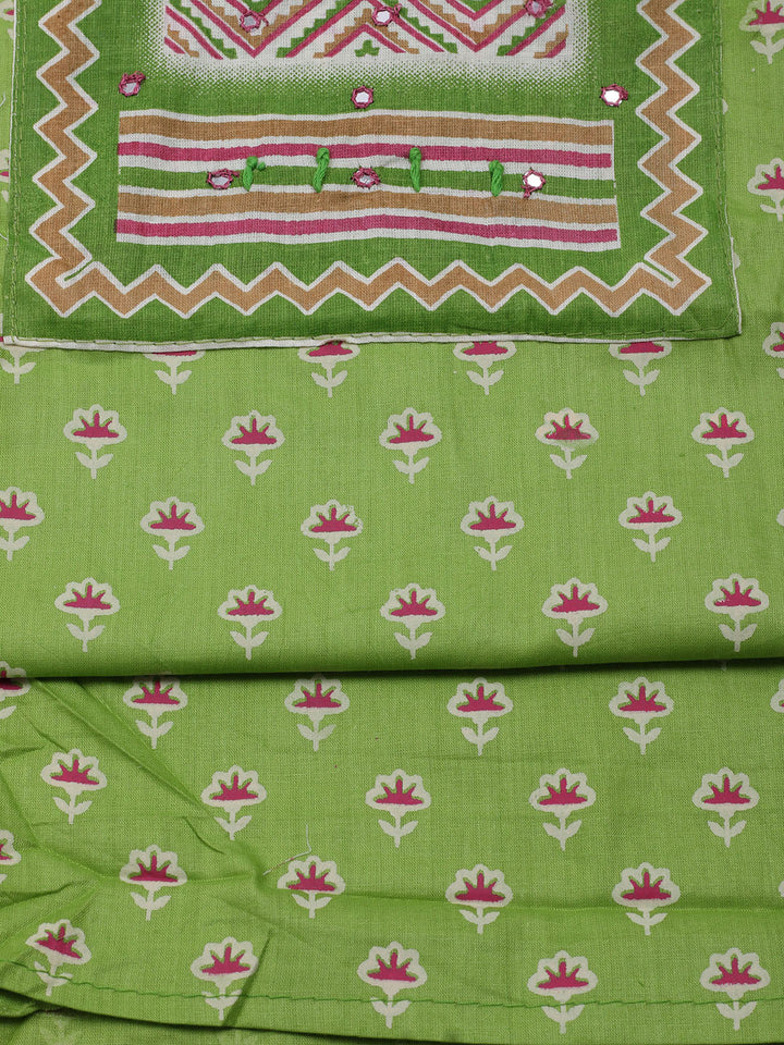 Printed Cotton Blend Unstitched Suit With Dupatta