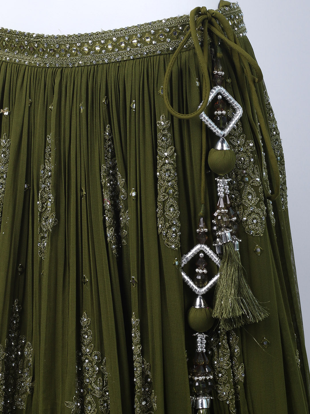 Resham Mirror Work Georgette Choli With Lehenga & Dupatta