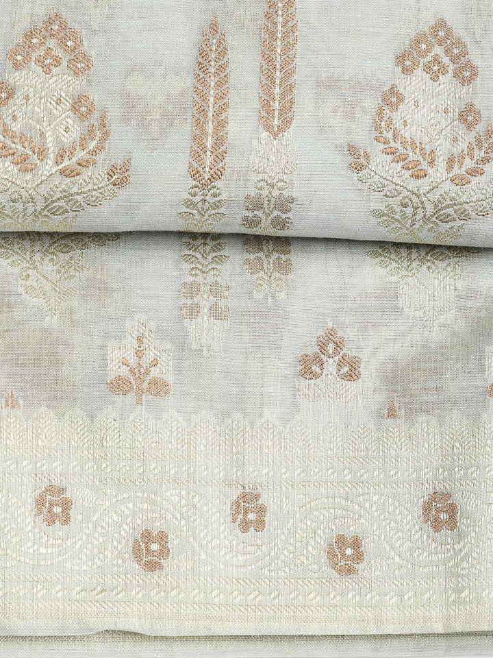 Woven Banarasi Chanderi Unstitched Suit With Dupatta