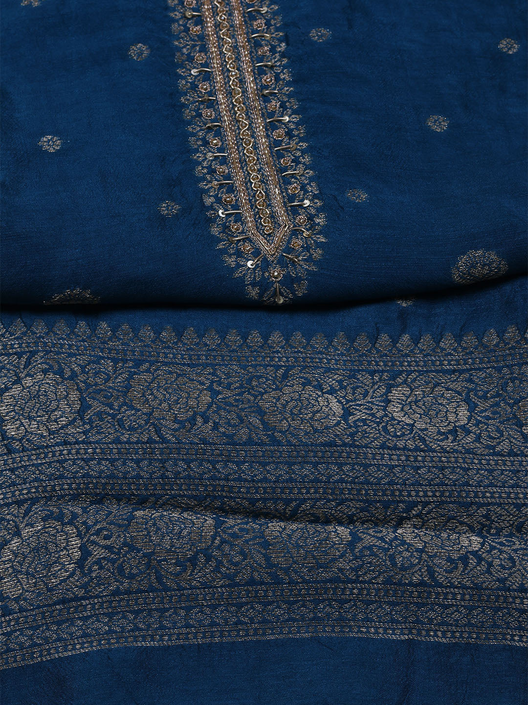 Kanjeevaram Chanderi Unstitched Suit With Dupatta