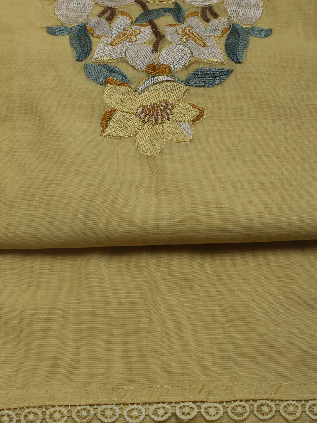 Embroidered Chanderi Unstitched Suit With Dupatta