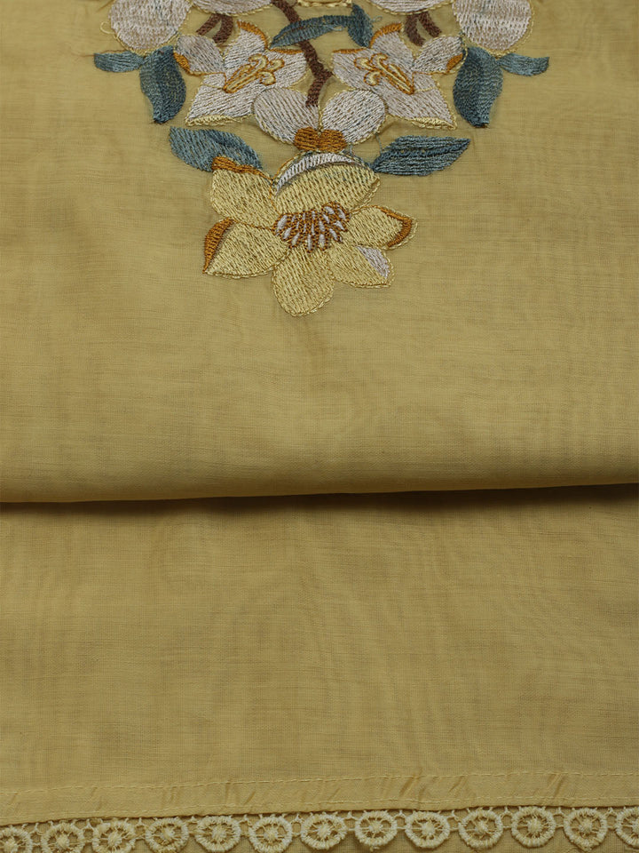 Embroidered Chanderi Unstitched Suit With Dupatta