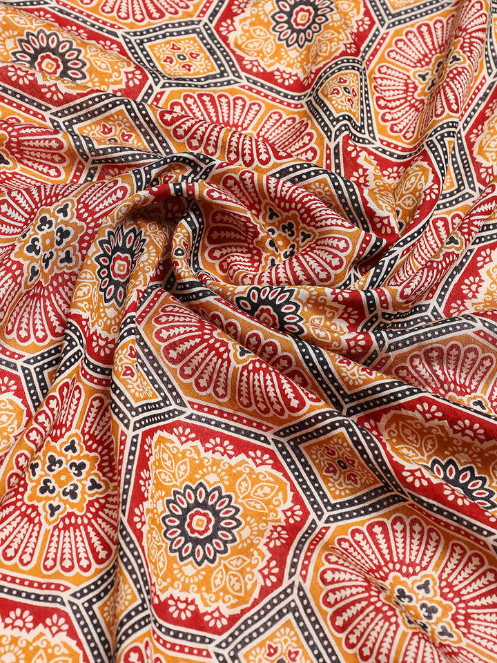 Digital Printed Cotton Blend Woven Saree