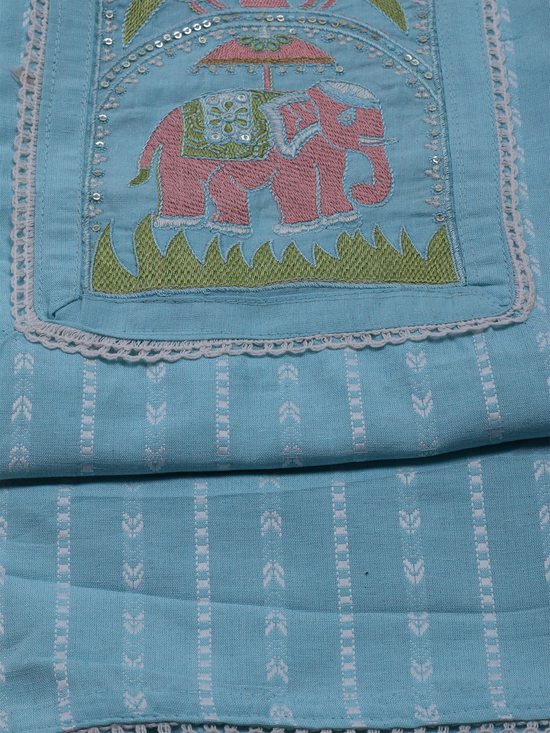 Neck Embroidered Cotton Blend Unstitched Suit With Dupatta