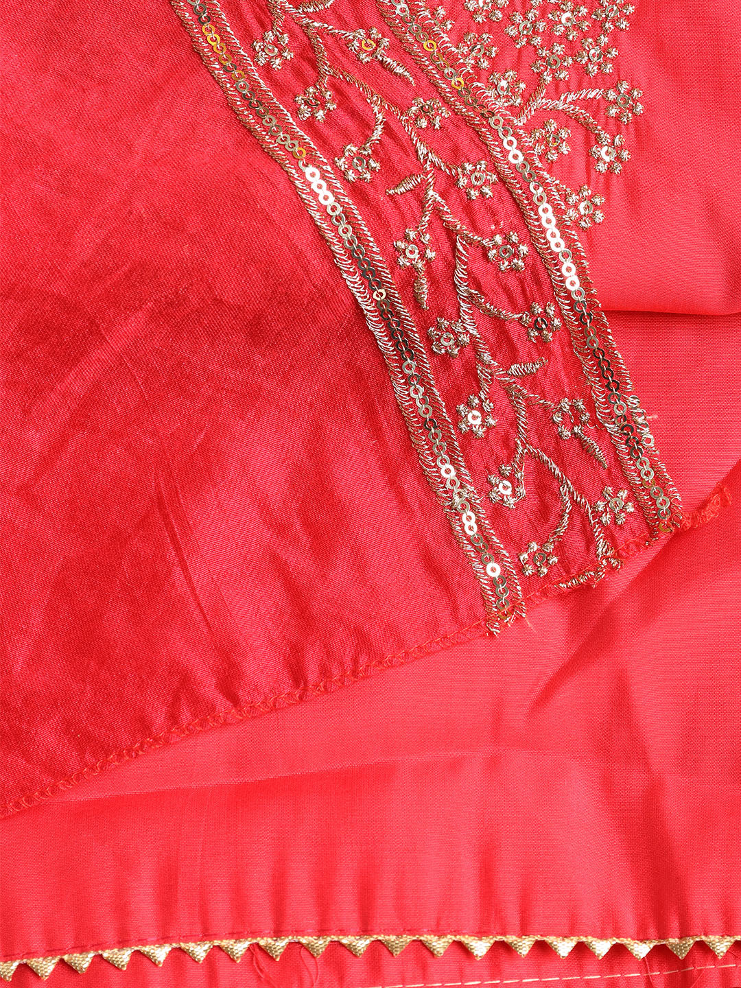 Neck Embroidered Chanderi Unstitched Suit With Dupatta