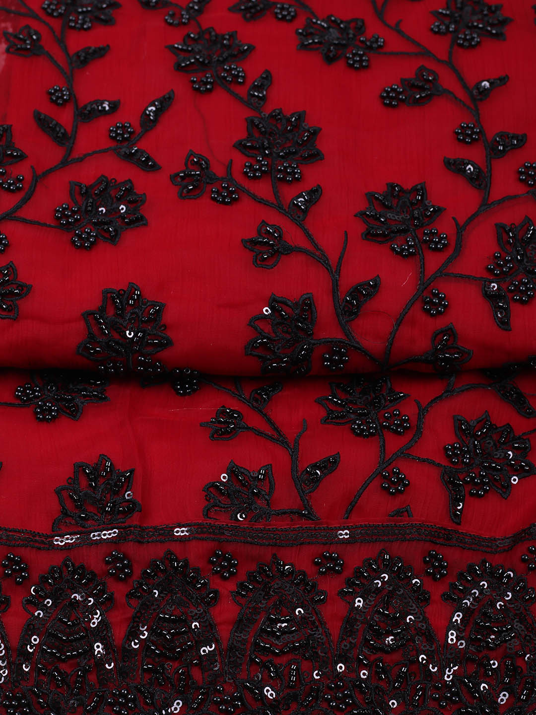 Embroidered Organza Unstitched Suit With Pant &amp; Dupatta