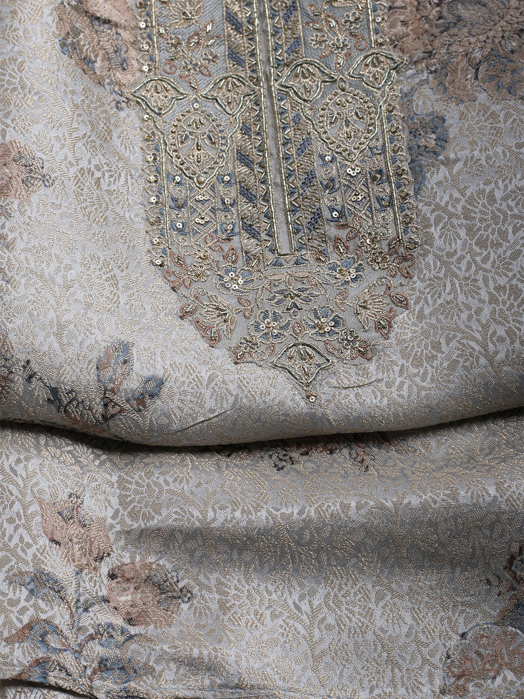 Banarasi Tissue Unstitched Suit With Dupatta