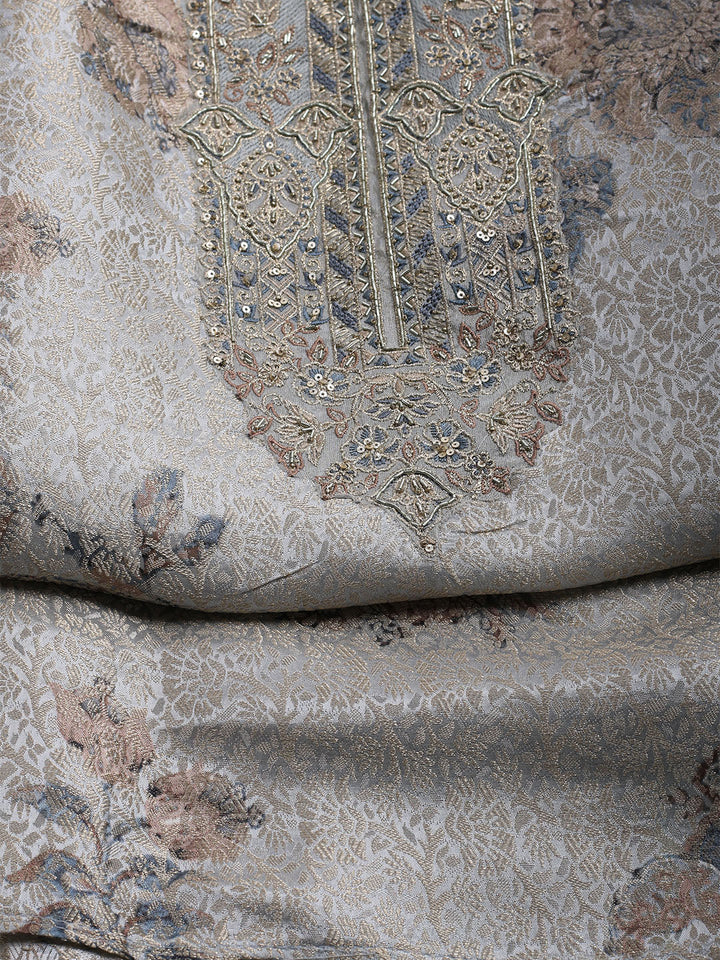 Banarasi Tissue Unstitched Suit With Dupatta