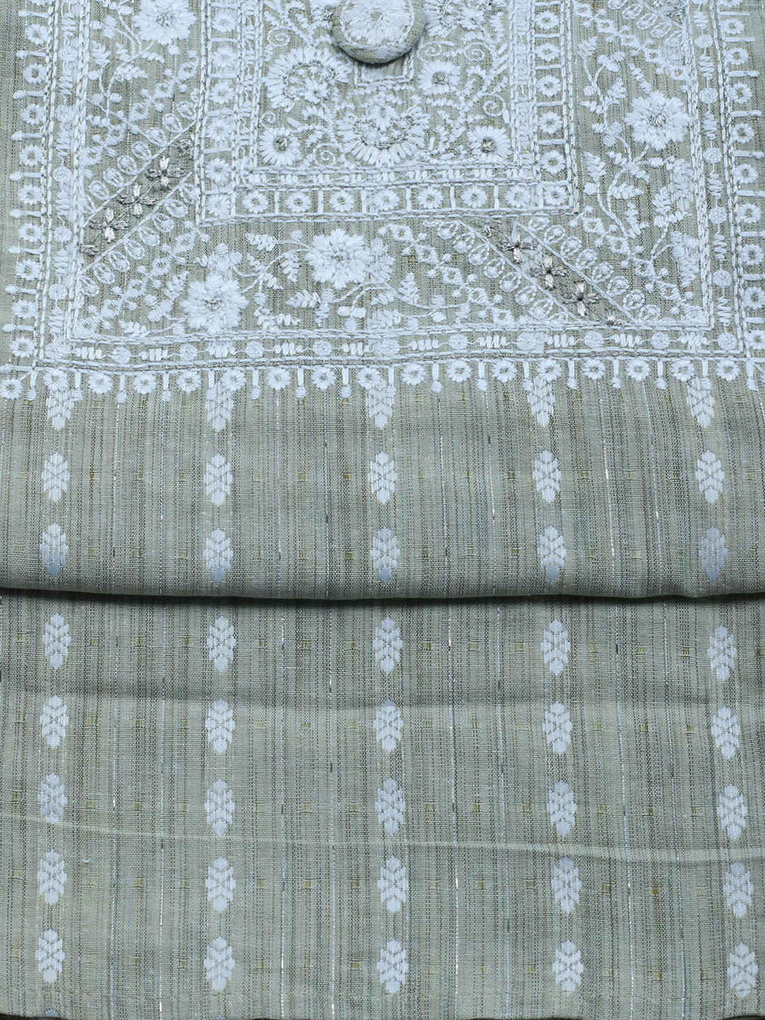 Neck Embroidered Cotton Blend Unstitched Suit With Dupatta