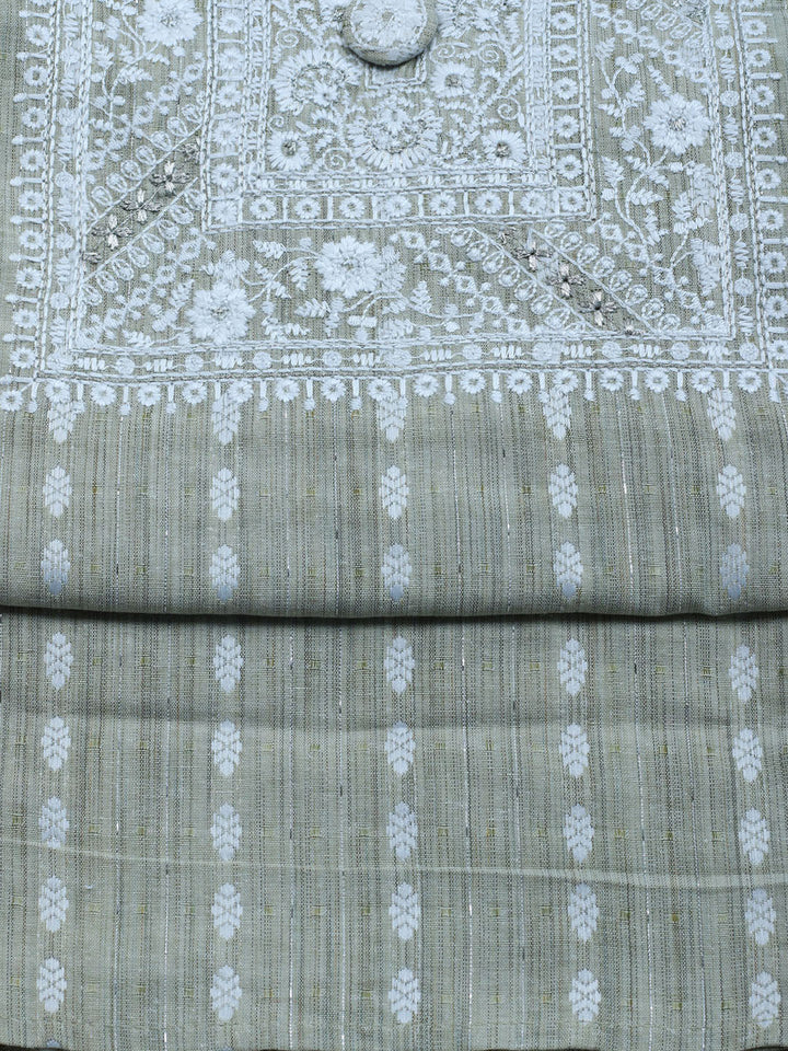 Neck Embroidered Cotton Blend Unstitched Suit With Dupatta