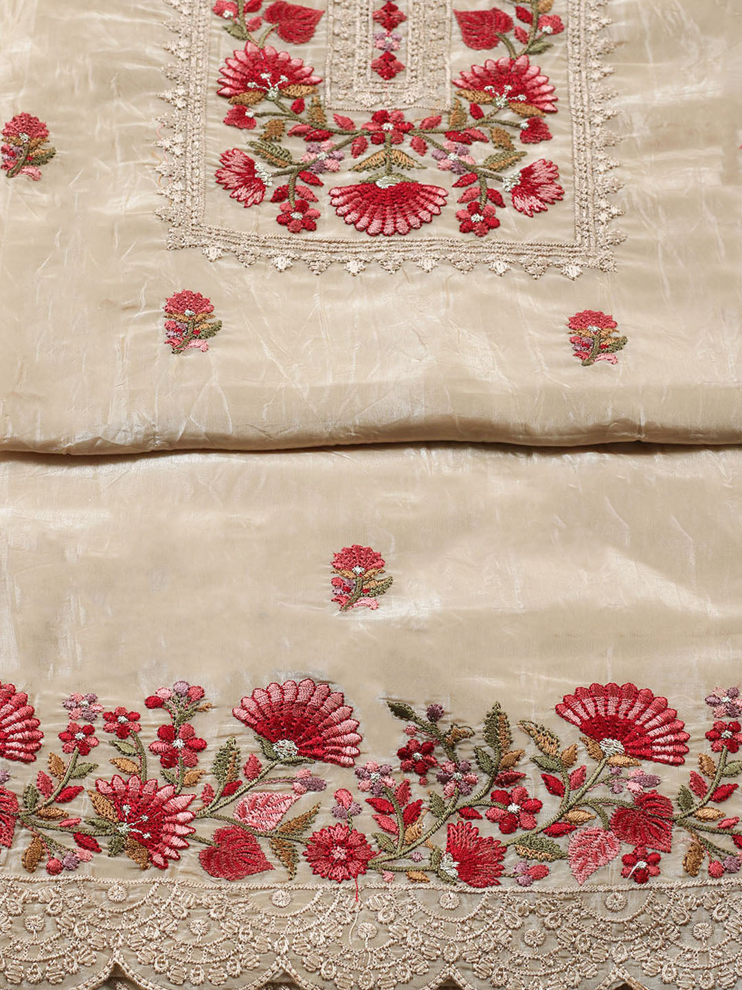 Printed Tissue Unstitched Suit With Dupatta