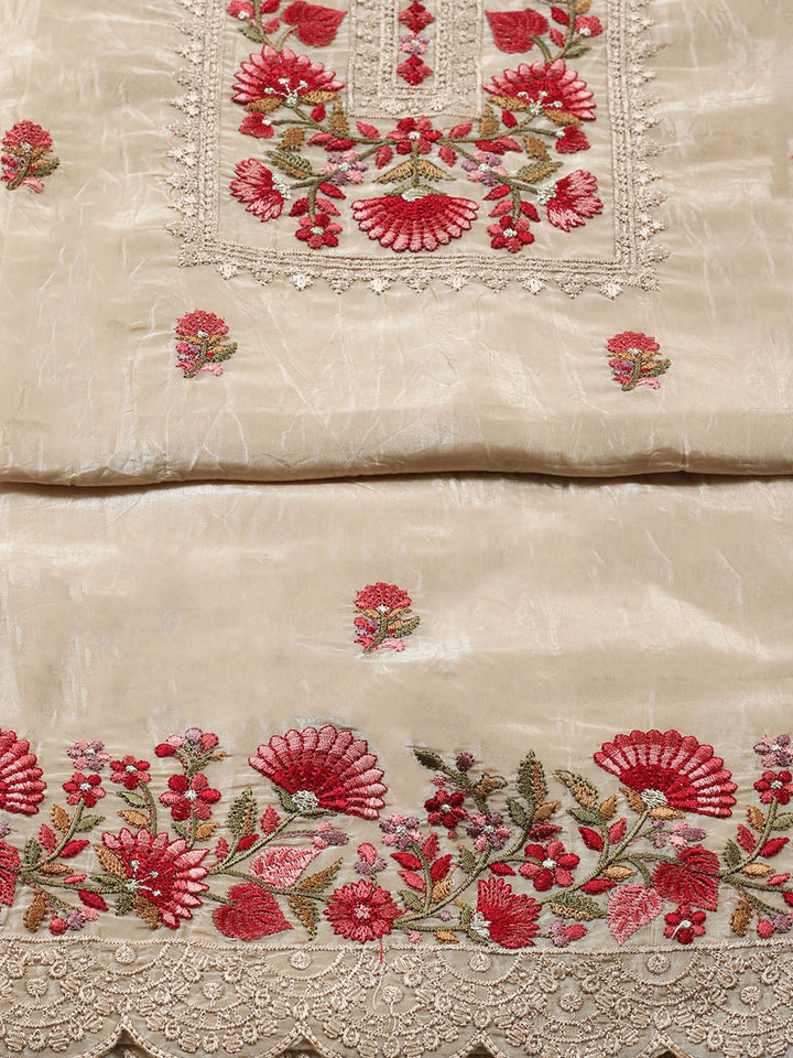 Printed Tissue Unstitched Suit With Dupatta