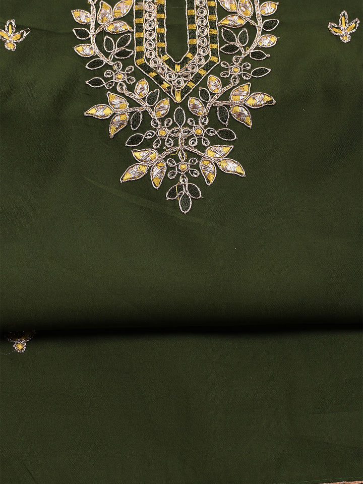 Neck Embroidered Chanderi Unstitched Suit With Dupatta