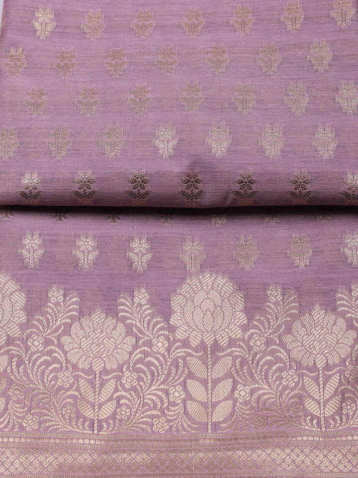 Woven Design Chanderi Unstitched Suit With Pant &amp; Dupatta