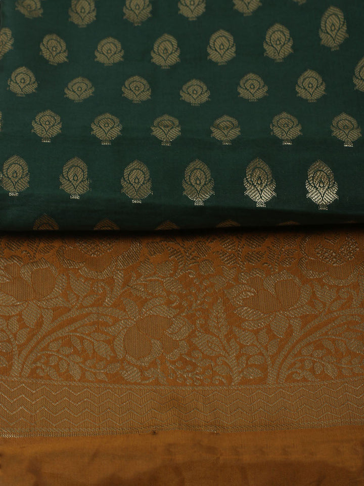 Woven Banarasi Chanderi Unstitched Suit With Dupatta