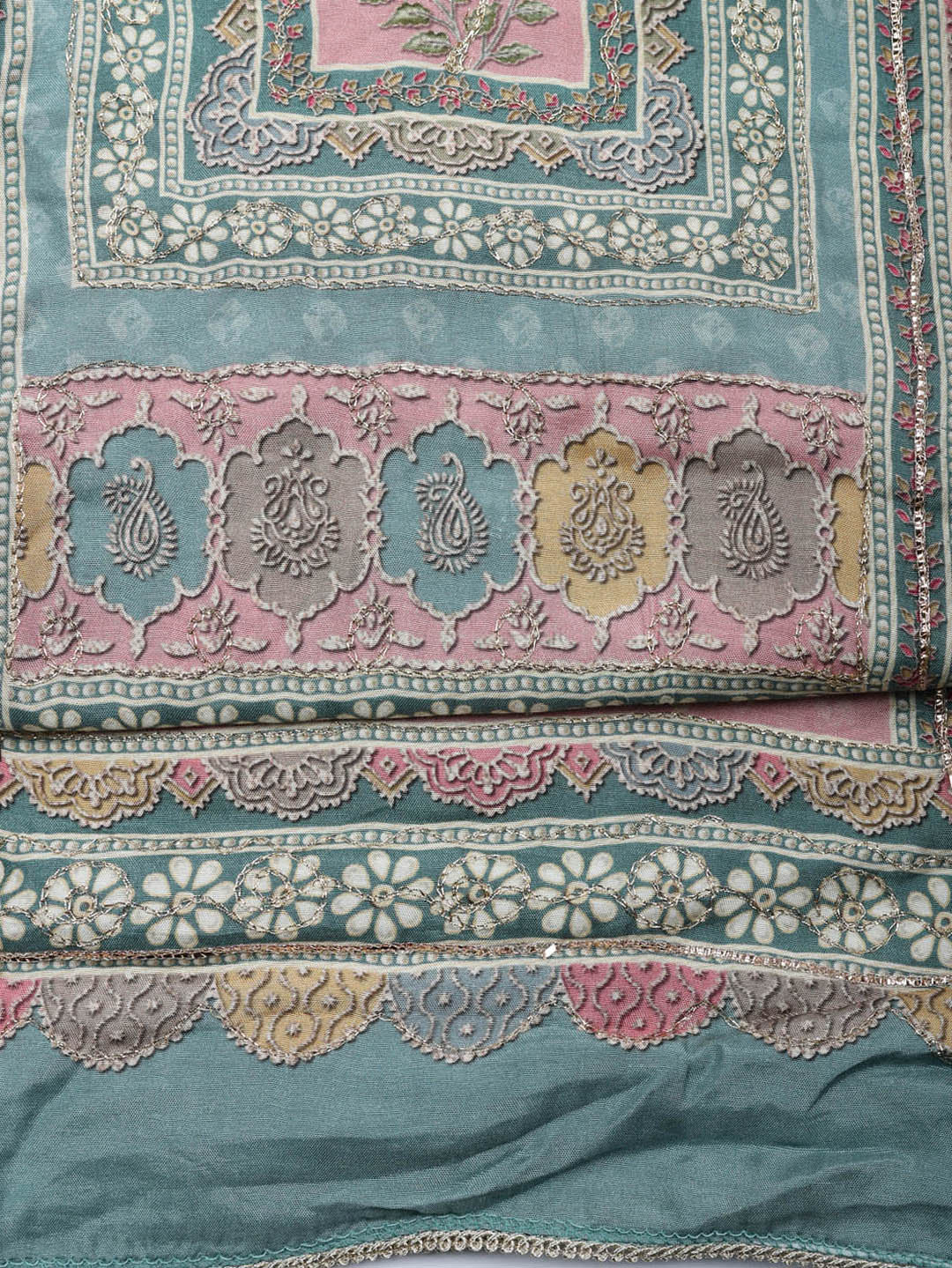 Embroidered Muslin Unstitched Suit With Pant &amp; Dupatta