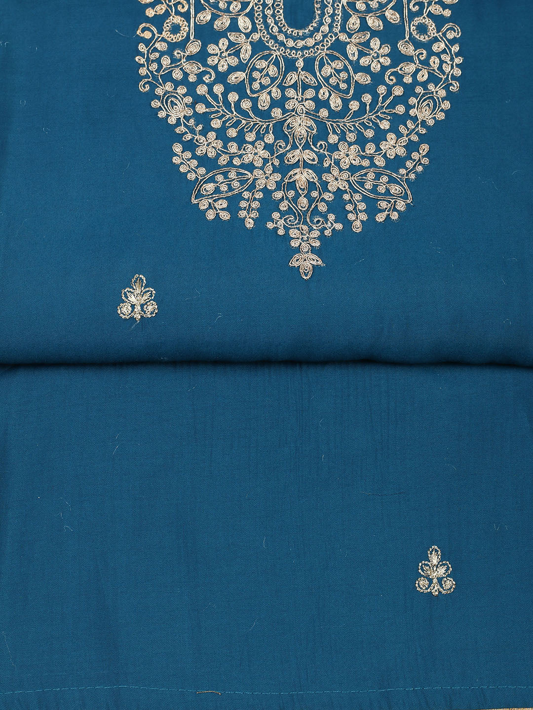 Embroidered Chanderi Unstitched Suit With Pant &amp; Dupatta