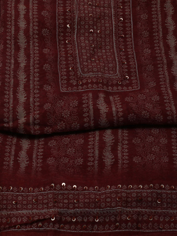 Printed Chanderi Unstitched Suit With Dupatta