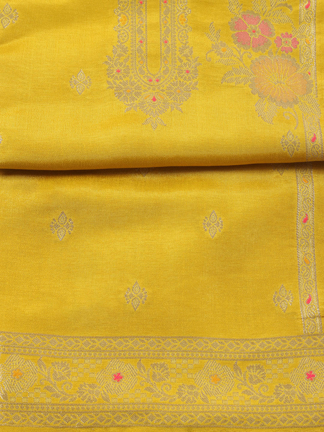 Woven Design Chanderi Unstitched Suit With Pant &amp; Dupatta