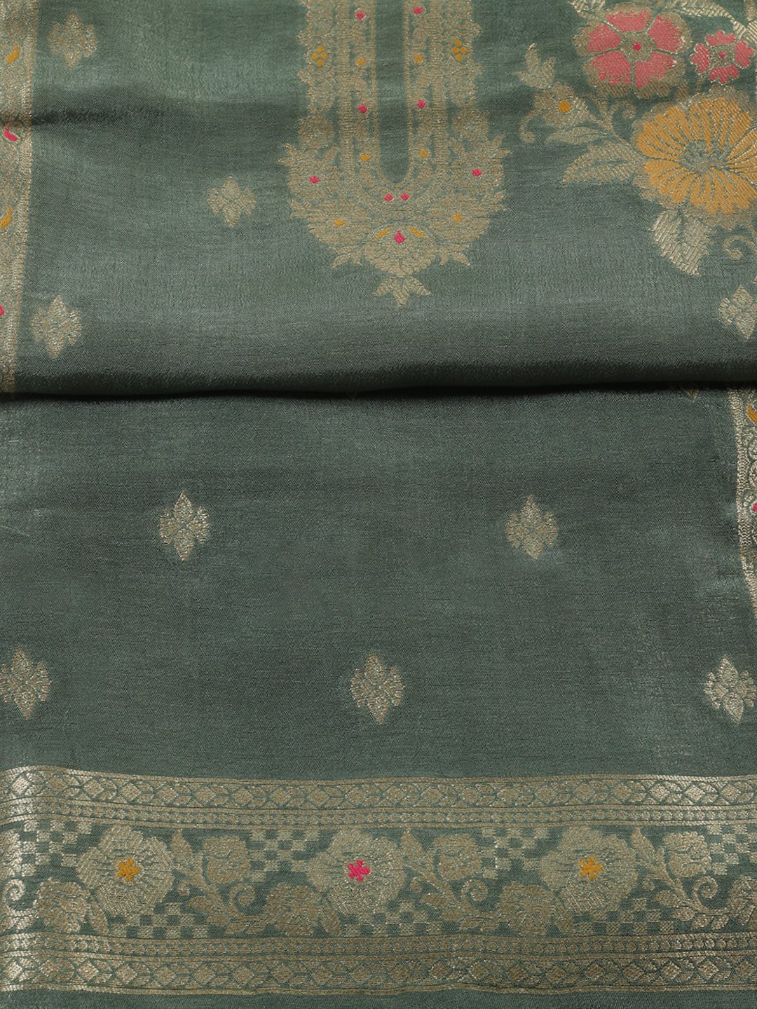 Woven Design Chanderi Unstitched Suit With Pant &amp; Dupatta
